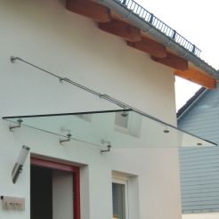 Daszek szklany kompletny  200cm x 110 cm  na odciagach ze stali nierdzewnej przezroczysty