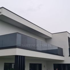 Glasgeländer in einem Aluminiumprofil Glas 12,76 mm VSG ESG Graphitglass Befestigung der Leiste von oben